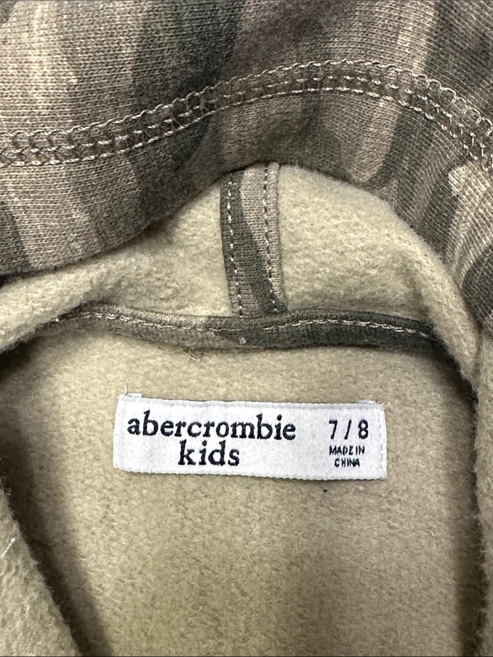 Y2K Abercrombie kids Camo Hoodie Pink spellout Logo Vintage 2000s size 7/8 - Picture 3 of 16